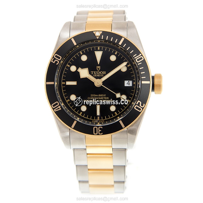 Black Bay Tudor Replica - Automatic - 18kt Gold & Steel - Black Dial, Gold Clasp - View 2