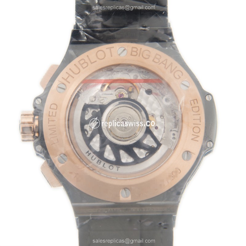 Hublot BIG BANG Replica - Automatic - 18kt Rose Gold - Brown Dial - Leather Brown Strap - View 3