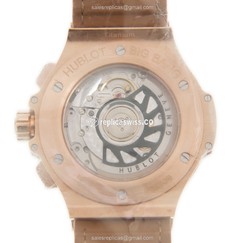 Hublot BIG BANG 341.PA.5390 Replica - Automatic - 18kt Rose Gold - Brown Dial - Leather Strap - View 3