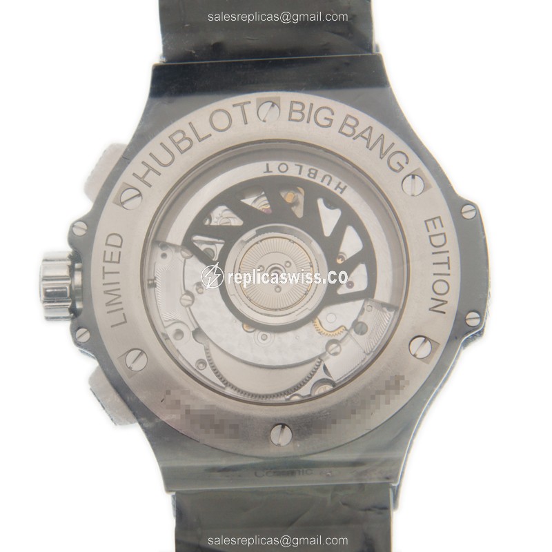 Hublot BIG BANG Replica - Automatic - Diamond Case - White Dial - White Cowhide Strap - View 3