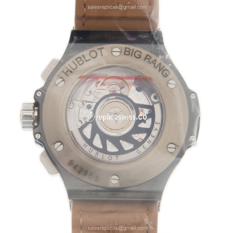 Hublot Big Bang Replica - Automatic - Ceramic - Diamonds - Brown Dial - Alligator Brown Strap - View 3