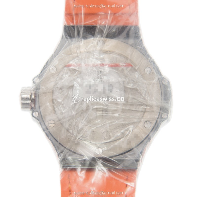 Hublot BIG BANG Quartz - Black Dial - Ceramics Case - Orange Alligator Strap - View 3
