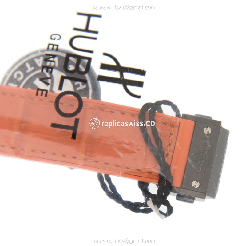 Hublot BIG BANG Quartz - Black Dial - Ceramics Case - Orange Alligator Strap - View 4