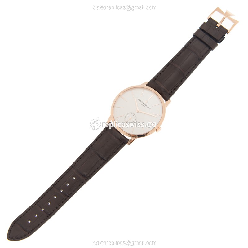 Vacheron Constantin 1110U/000R-B085 - Manual - 18kt Rose Gold - White Dial - Brown Alligator Buckle - View 2