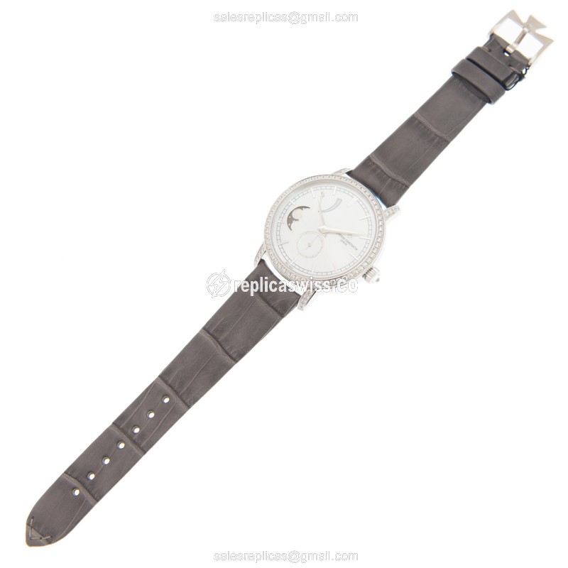 Vacheron Constantin 83570/000G-9916 Trad. - Manual - 18kt White Gold - Diamond Dial - Grey Alligator Buckle - View 2