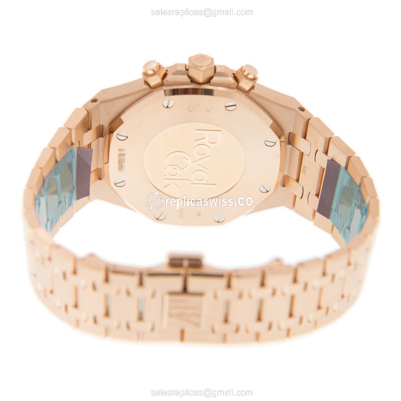 AP Royal Oak Replica - Automatic - 18kt Rose Gold - Brown Dial - Gold Strap - View 4