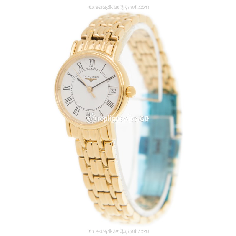 Longines Presence Replica - Quartz - Gold PVD - White Dial - Gold Strap - View 3
