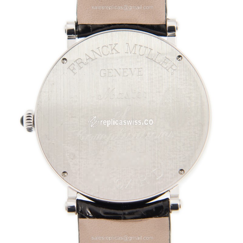 Franck Muller 8041QZRDiamonds Silver Dial Buckle Alligator Strap Replica Watch - View 3