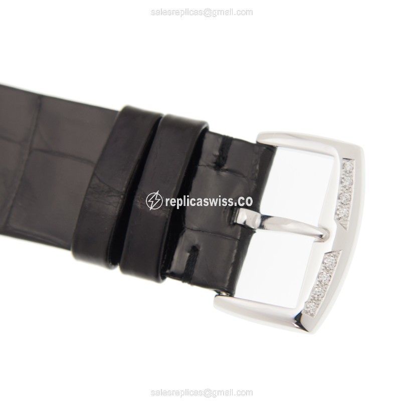 Franck Muller 8041QZRDiamonds Silver Dial Buckle Alligator Strap Replica Watch - View 4