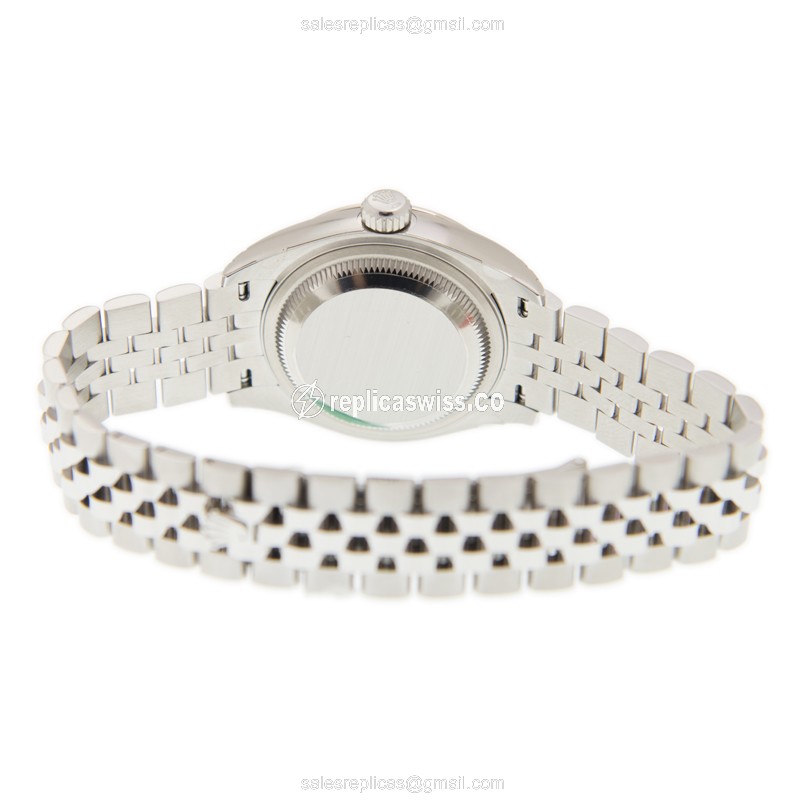 Rolex Lady Datejust Replica - Automatic - 18kt White Gold & Steel - Dark Grey Dial - Silver Steel Strap - View 4