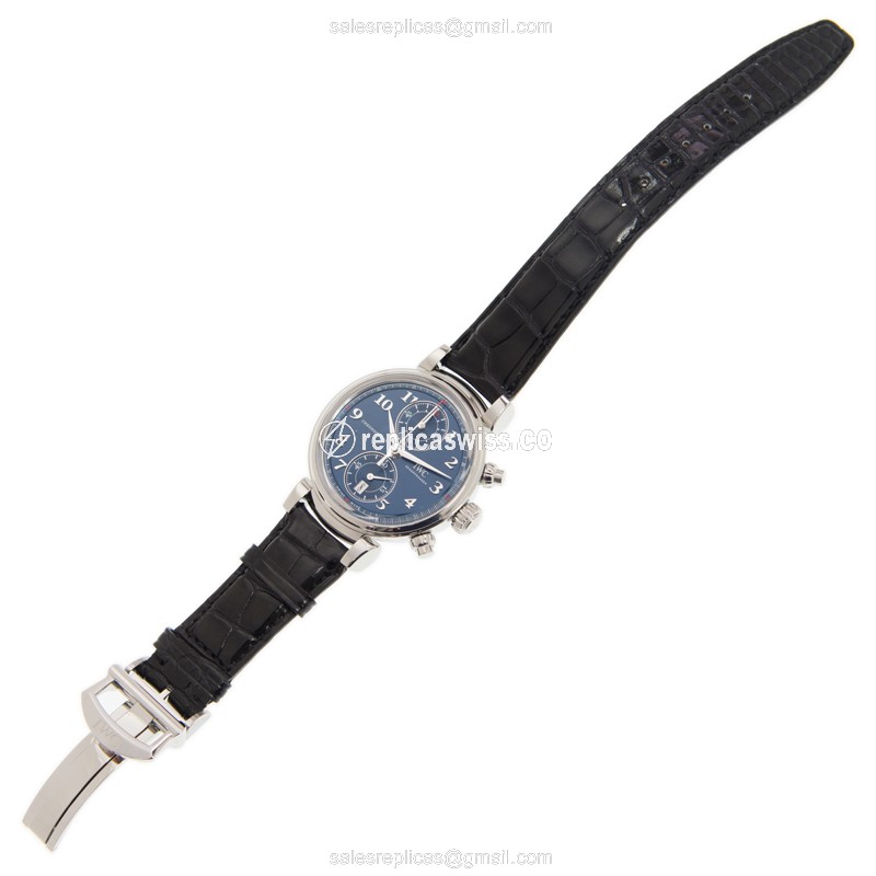 IWC DA VINCI Automatic - Blue Dial - Stainless Steel Case - Black Alligator Strap - Clasp - View 2