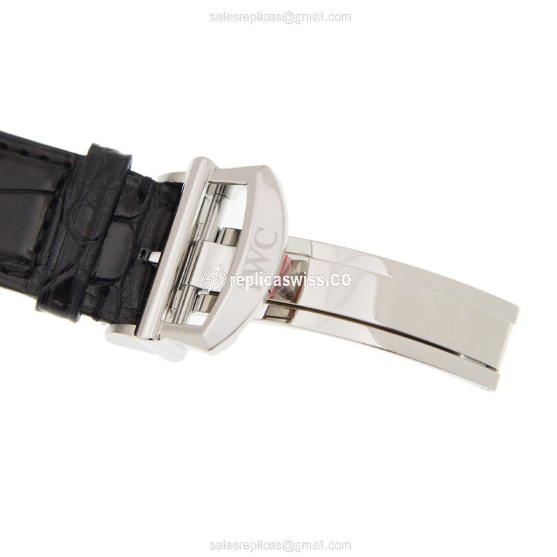 IWC DA VINCI Automatic - Blue Dial - Stainless Steel Case - Black Alligator Strap - Clasp - View 4