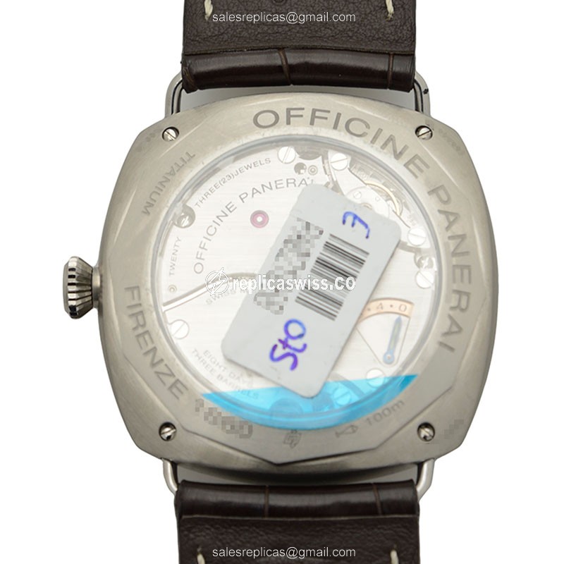 Panerai PAM00346 RADIOMIR - Manual Wind - Titanium Case - Brown Dial - Alligator Brown Strap - View 3