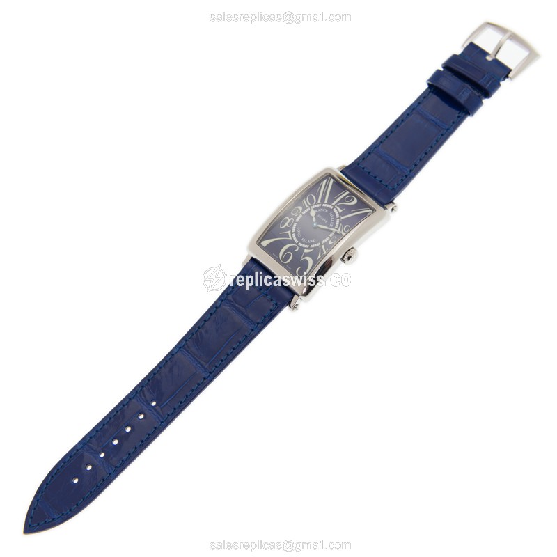 Franck Muller 952 QZ Replica - Blue Dial - Stainless Steel Case - Alligator Blue Strap - Buckle Clasp - View 2