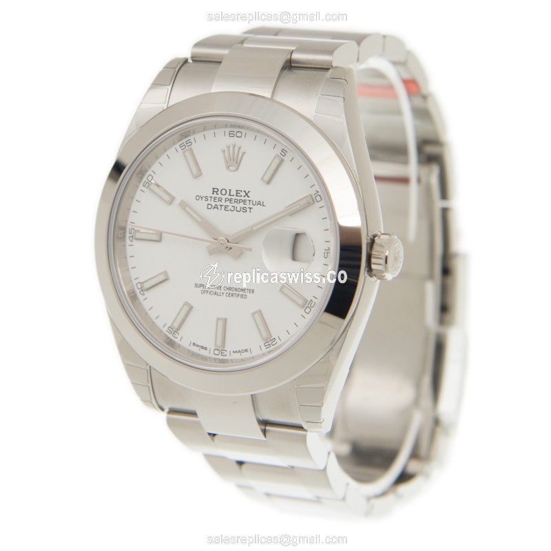 Rolex DATEJUST Replica - Automatic - Stainless Steel - White Dial - Silver Clasp - View 3