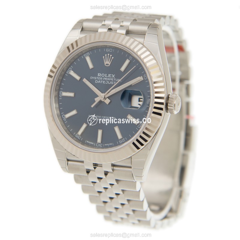 Rolex Datejust Replica - Automatic - White Gold & Steel - Blue Dial - View 3