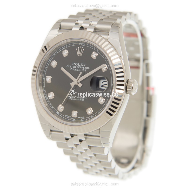 Rolex Datejust Replica - Automatic - Stainless Steel - Black Dial, Silver Clasp - View 3