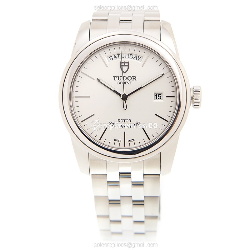 Tudor Glamour Date - Automatic - White Dial - Silver Steel - Clasp 40mm - View 2