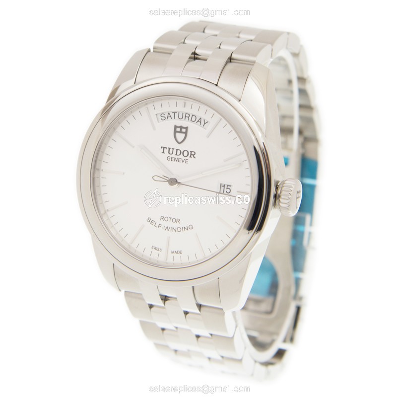 Tudor Glamour Date - Automatic - White Dial - Silver Steel - Clasp 40mm - View 3