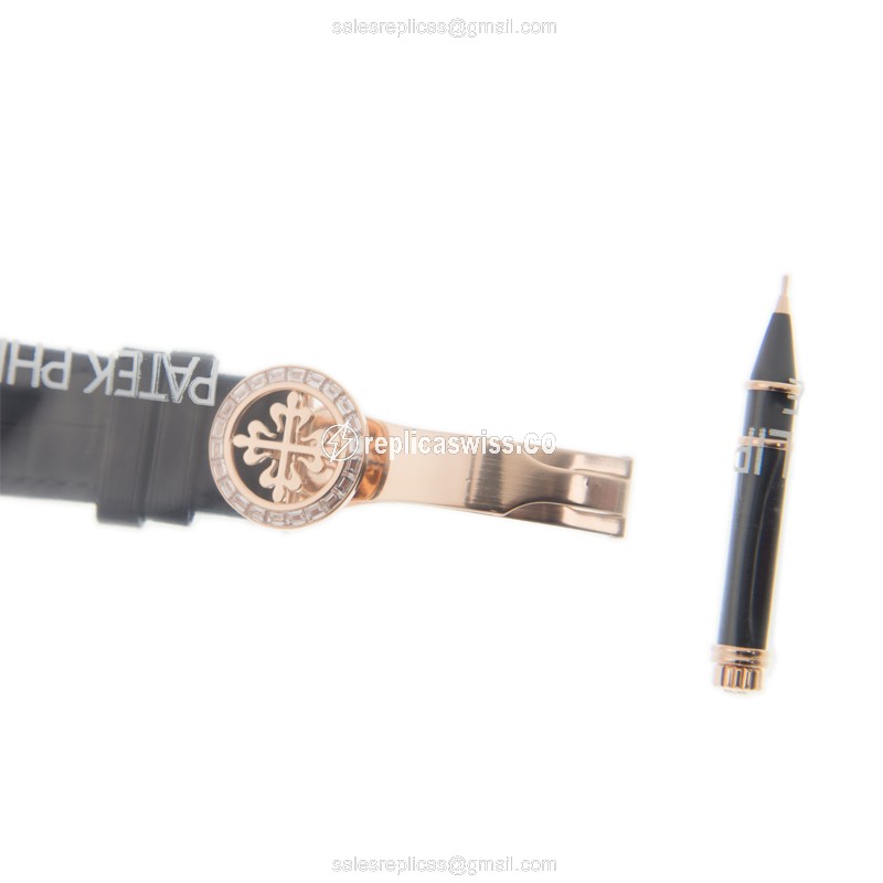 Patek Philippe 5961R-001 Complications Replica - Auto 18kt Rose Gold - Black Dial, Alligator Black - View 4