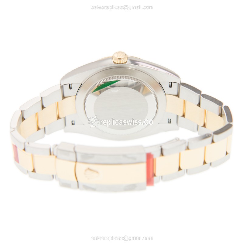Rolex DATEJUST Replica - Automatic - 18kt Gold & Steel Case - White Dial on Gold Strap - View 4