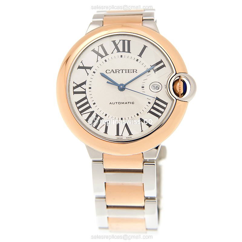 Cartier Ballon Bleu Replica - Automatic - 18kt Rose Gold & Steel - White Dial - View 2