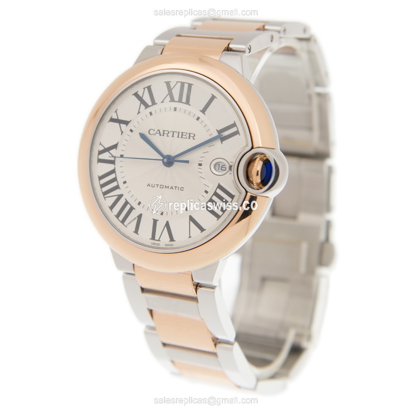 Cartier Ballon Bleu Replica - Automatic - 18kt Rose Gold & Steel - White Dial - View 3
