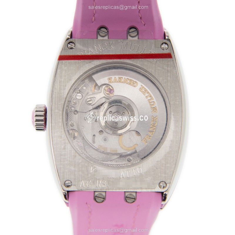 Franck Muller V29 SC AT FO - Automatic - Stainless Steel - White Dial - Pink Alligator Strap - View 3