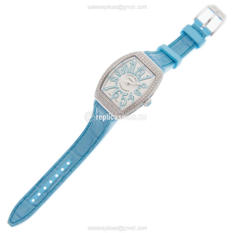 Franck Muller V 29 SC AT FO D AC.BL Vanguard Replica - Automatic - White Dial on Blue Alligator Strap - View 2