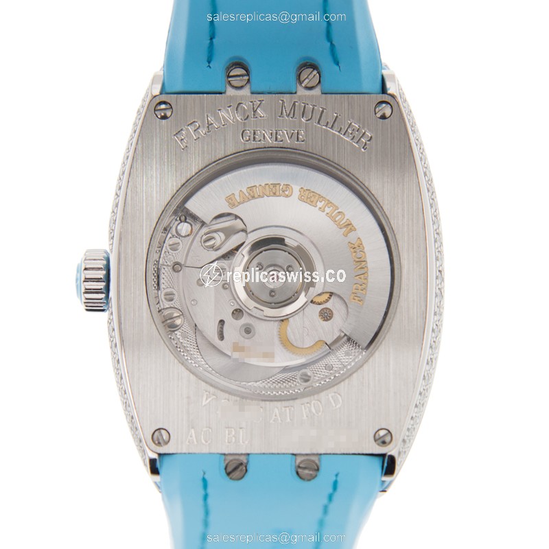 Franck Muller V 29 SC AT FO D AC.BL Vanguard Replica - Automatic - White Dial on Blue Alligator Strap - View 3