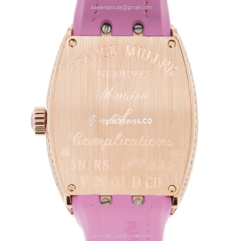 Franck Muller V29 Quartz Rose Gold - Pink Dial - Alligator Pink Strap - Buckle Clasp - View 3