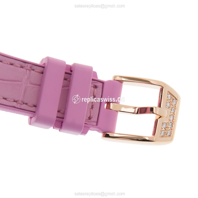 Franck Muller V29 Quartz Rose Gold - Pink Dial - Alligator Pink Strap - Buckle Clasp - View 4