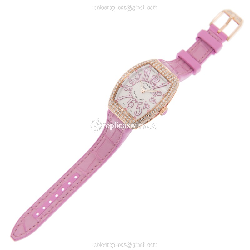Franck Muller V 29 QZ D 5N.RS Vanguard Quartz 18kt Rose Gold & Diamonds - Quartz - Rose Gold Case - White Dial - Buckle Clasp - View 2