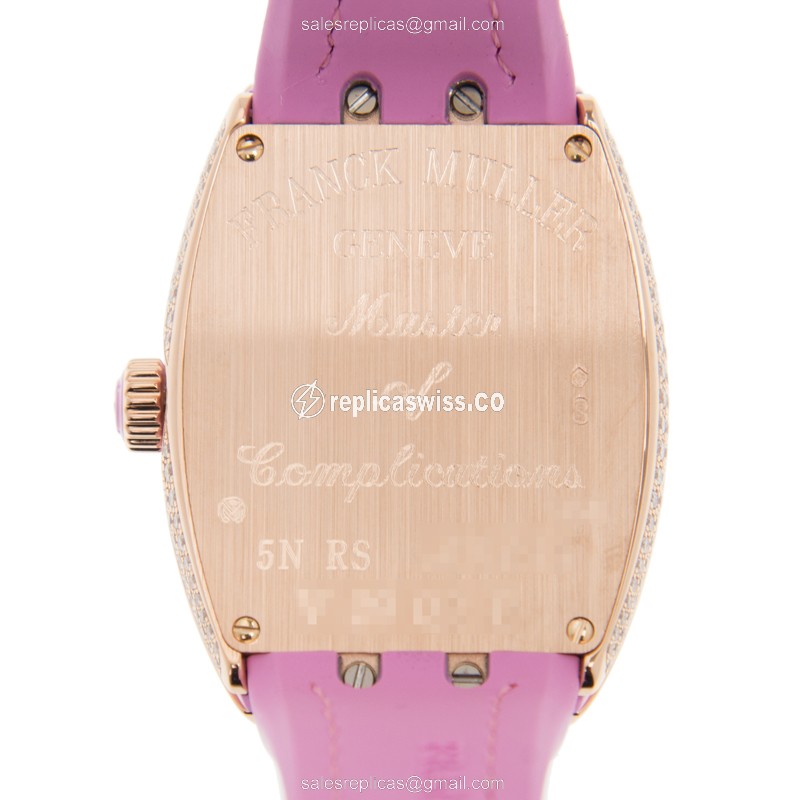 Franck Muller V 29 QZ D 5N.RS Vanguard Quartz 18kt Rose Gold & Diamonds - Quartz - Rose Gold Case - White Dial - Buckle Clasp - View 3