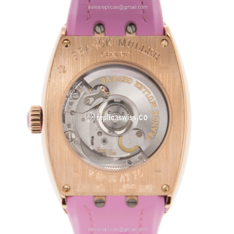 Franck Muller V29SCATFO 18kt Rose Gold Replica | Automatic - White Dial on Pink Alligator Strap - View 3