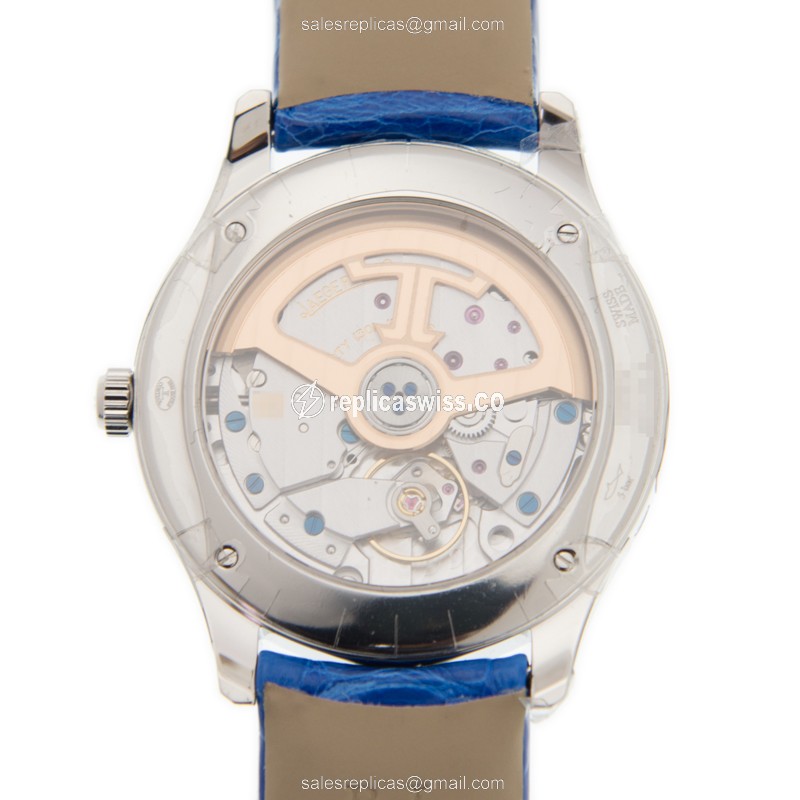 Jaeger-Lecoultre Q1258420 Master Ultra Thin Replica - Automatic - Steel Case - Silver Dial - Blue Leather Strap - View 2
