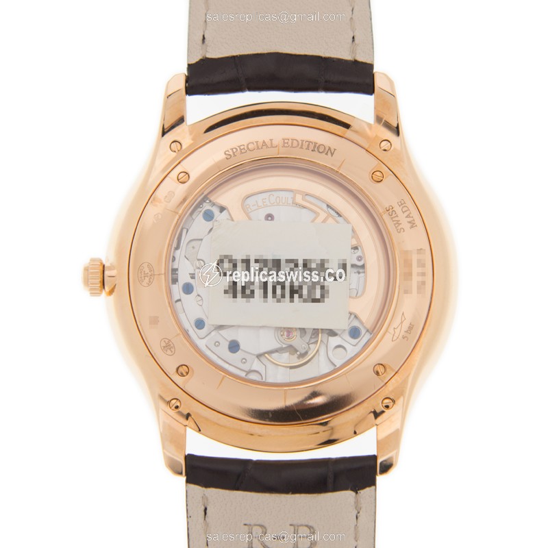 Jaeger-Lecoultre Q128255J Replica - Ultra Thin - Automatic - 18kt Rose Gold - Gray Dial - Brown Leather Strap - View 3