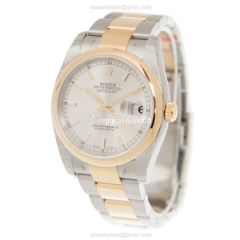 Rolex Datejust Replica - Automatic - Silver Dial on 18kt Steel Strap - View 3