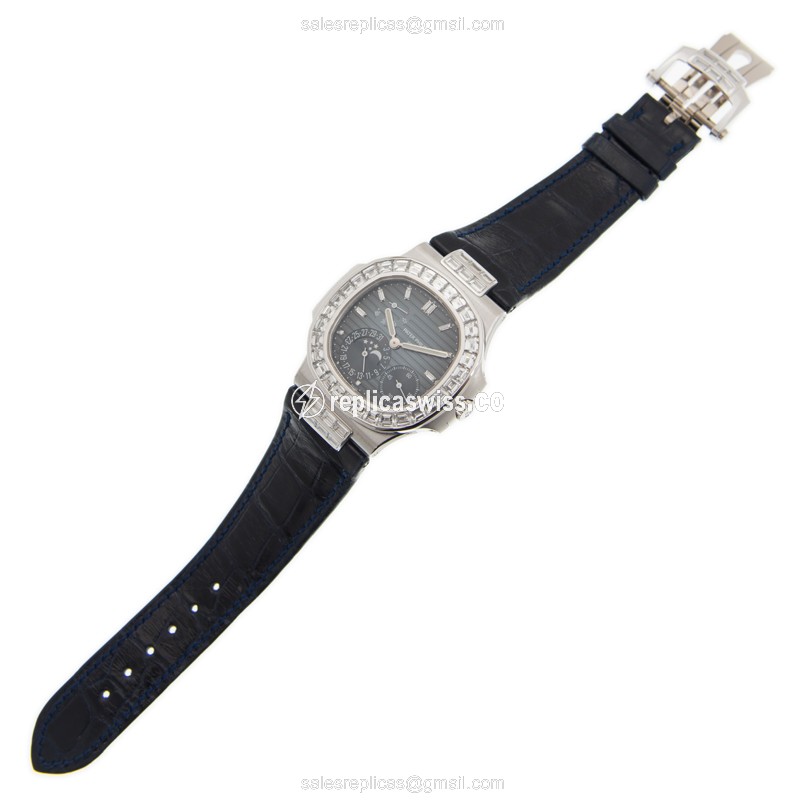 Patek Philippe 5724G-001 Replica - Automatic - 18kt White Gold - Blue Dial - Diamond Accents - View 2