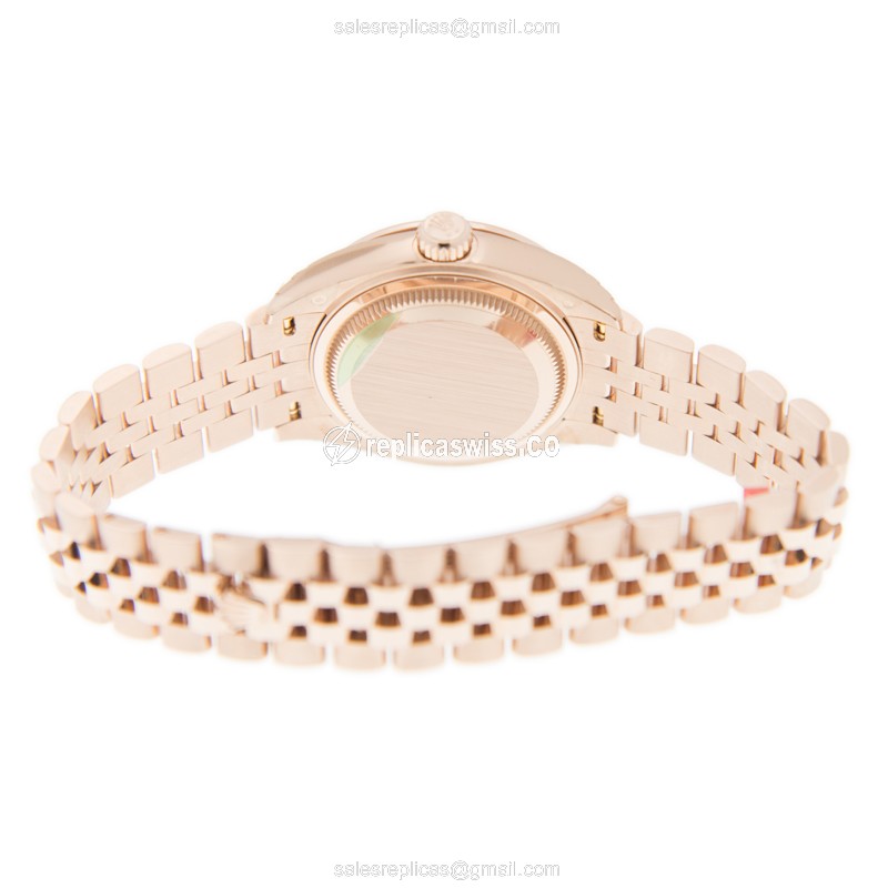 Rolex Lady Datejust Replica - Automatic 18kt Gold - Brown Dial - Gold Strap - View 4