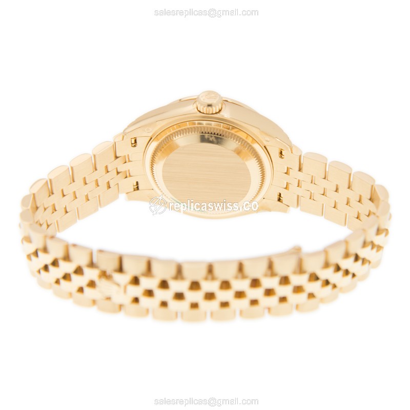 Rolex Lady Datejust Replica - Automatic - 18kt Gold Case, Purple Dial on Gold Strap - View 4