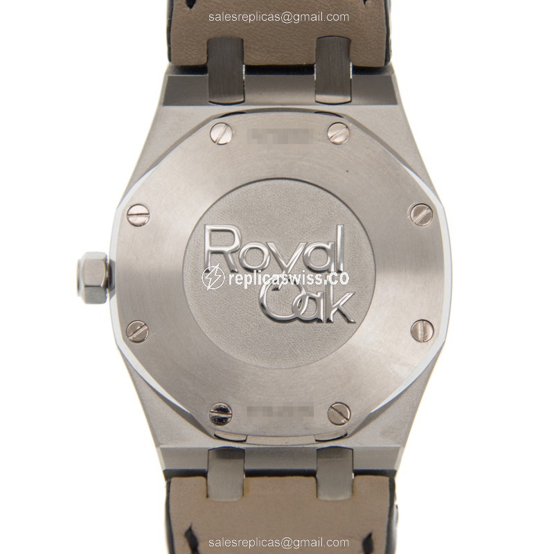 Audemars Piguet Royal Oak Quartz - Stainless Steel Case - Black Dial - Diamond Accents - Alligator Strap - View 3