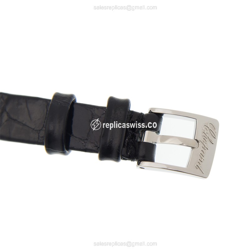 Chopard 203957-1201 Happy Diamonds - Quartz - 18kt White Gold - White Dial - Alligator Black Strap - View 4