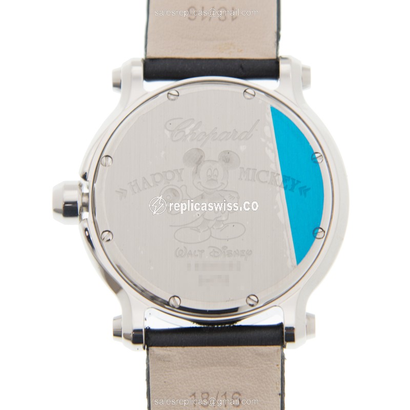Chopard Happy Sport Replica - Quartz - Diamond - White Dial - Leather Black Strap - Buckle Clasp - View 3