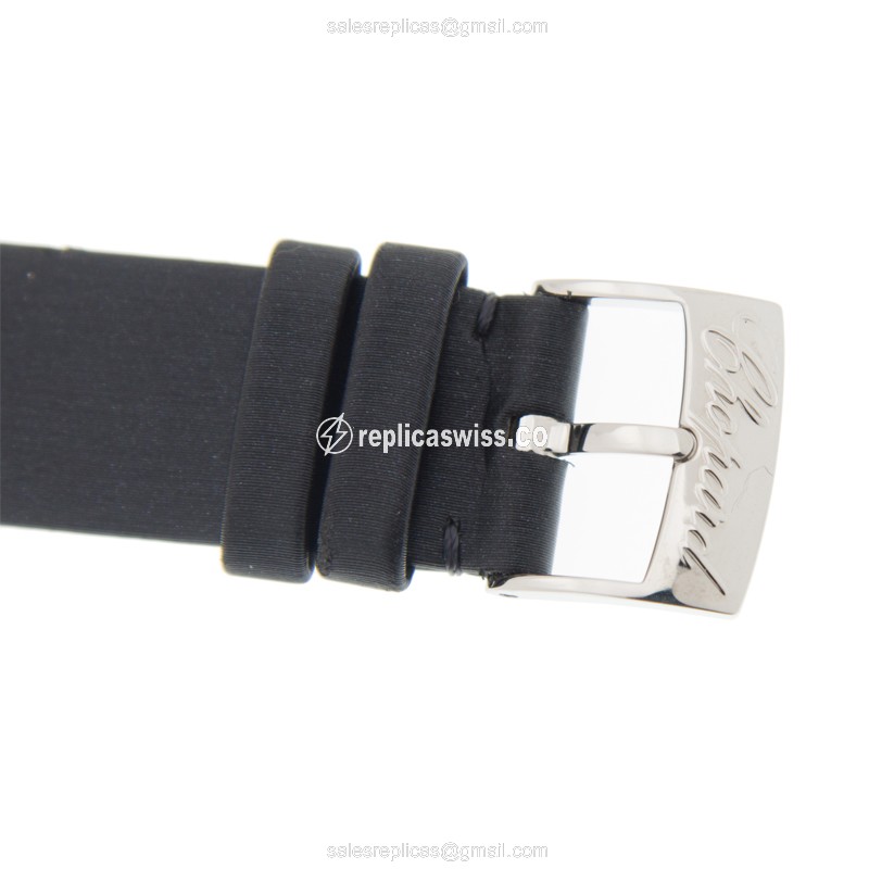Chopard Happy Sport Replica - Quartz - Diamond - White Dial - Leather Black Strap - Buckle Clasp - View 4