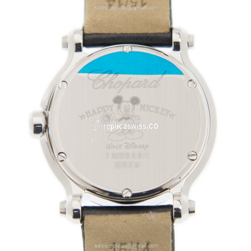 Chopard Happy Sport Quartz - Diamond Case - White Dial - Leather Black Strap - View 3