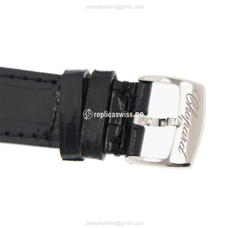 Chopard Happy Sport 278559-6001 - Auto 18K Rose Gold Case, White Dial, Black Alligator Strap - View 4