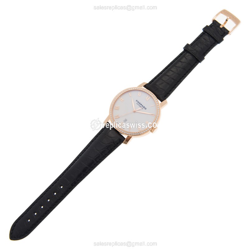 Chopard CLASSIQUE 171278-5004 - Auto 18kt Rose Gold - Diamond Dial - White - Alligator Black Buckle - View 2