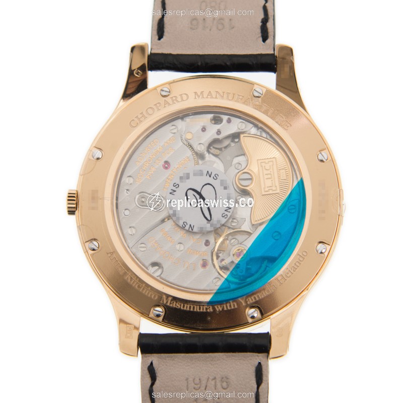 Chopard L.U.C 161902-5048 - Automatic 18kt Rose Gold - Gold Dial - Buckle Clasp - Black Alligator Strap - View 3