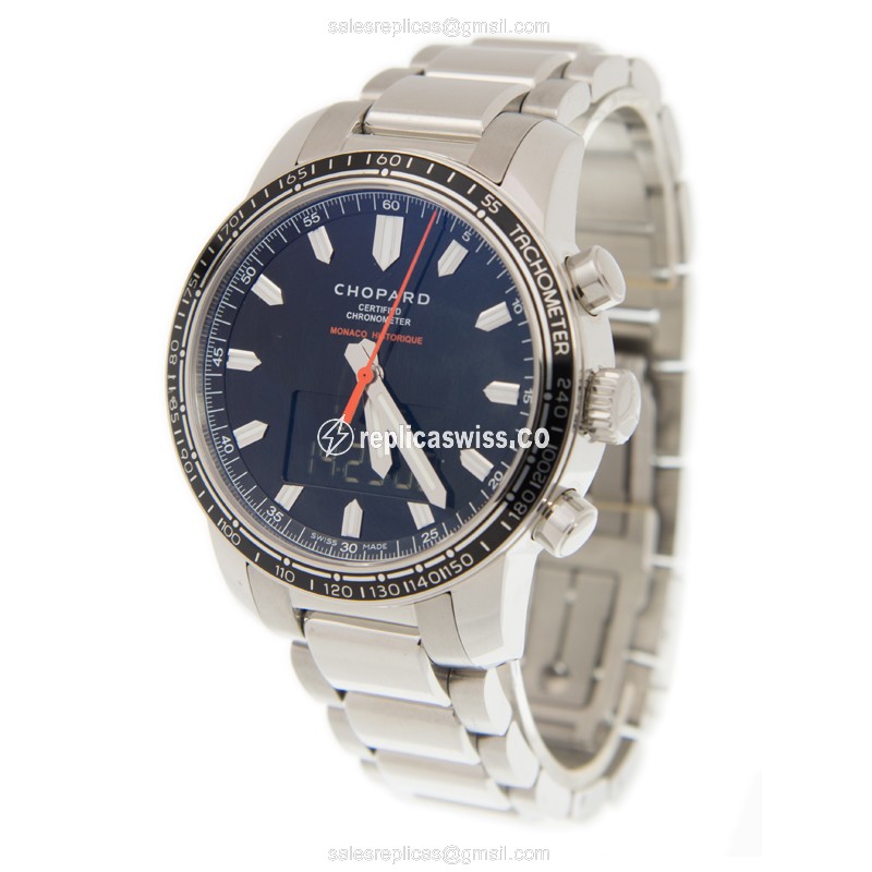 Chopard Mille Miglia Replica - Quartz - Steel Case - Black Dial - Silver Steel Band - View 3